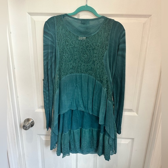 Fashion Fuse teal boho Midi Dress NWT - Picture 2 of 3